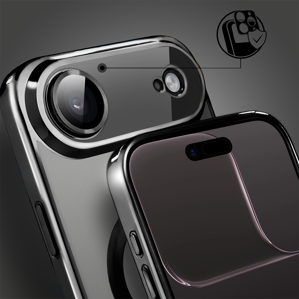 Etui do iPhone Air MagSafe Luxury Protect przeźroczyste, hybrydowa ochrona kamery, czarneObszar kompozycji 5