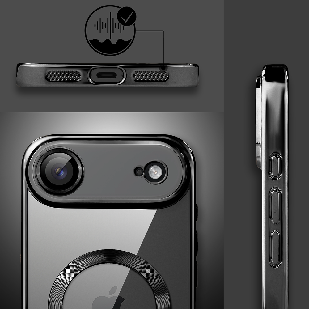 Etui do iPhone Air MagSafe Luxury Protect przeźroczyste, hybrydowa ochrona kamery, czarneObszar kompozycji 6