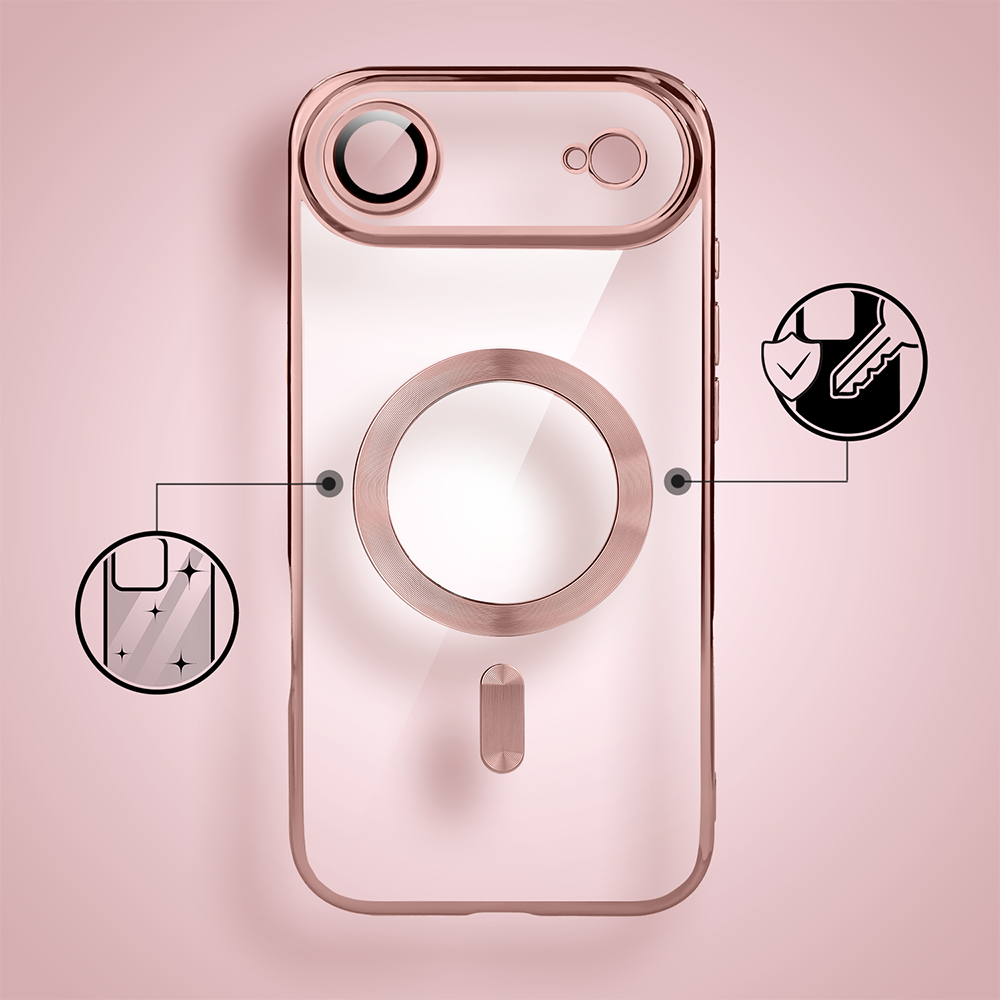 Etui do iPhone Air MagSafe Luxury Protect przeźroczyste, hybrydowa ochrona kamery, różowe Obszar kompozycji 2