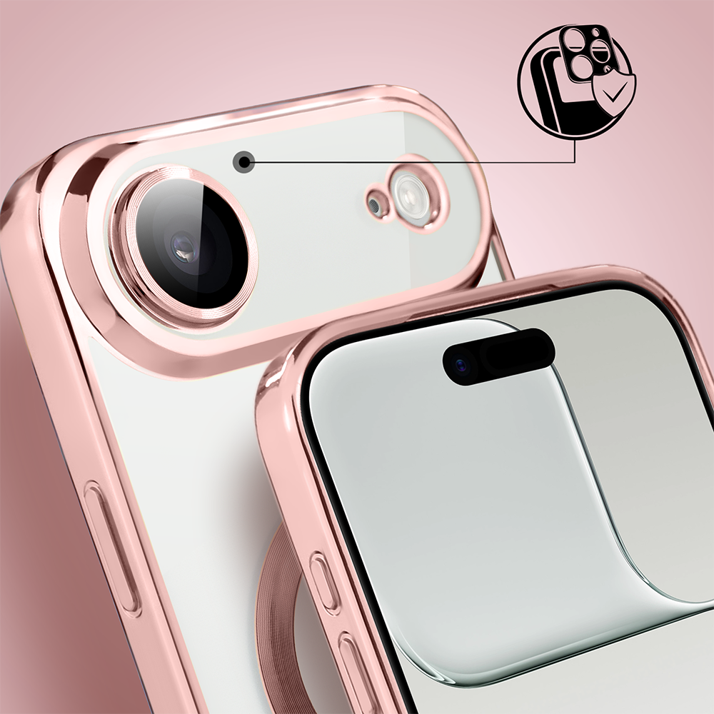 Etui do iPhone Air MagSafe Luxury Protect przeźroczyste, hybrydowa ochrona kamery, różowe Obszar kompozycji 5