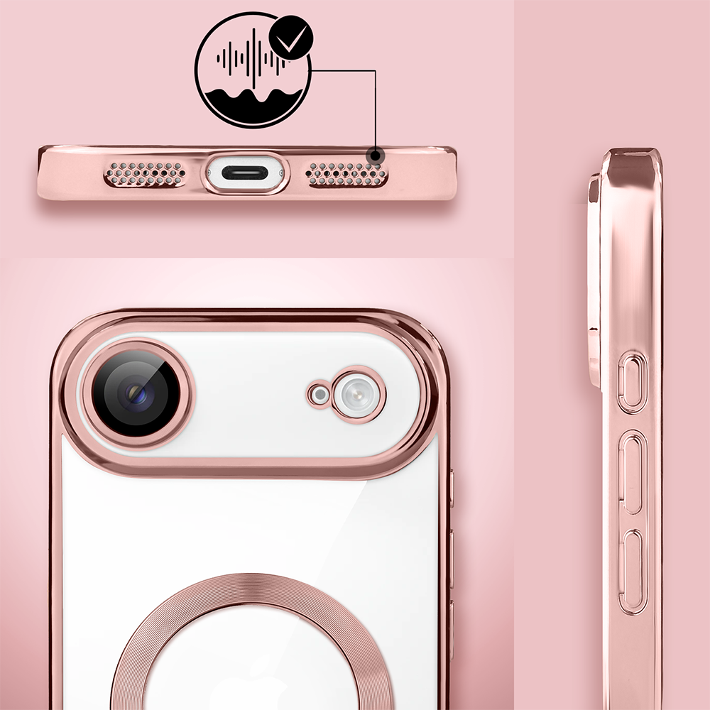 Etui do iPhone Air MagSafe Luxury Protect przeźroczyste, hybrydowa ochrona kamery, różowe Obszar kompozycji 6