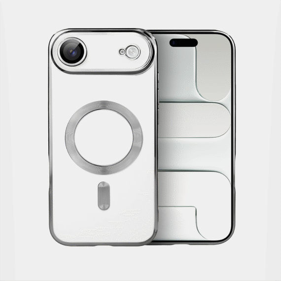 Etui do iPhone Air MagSafe Luxury Protect przeźroczyste, hybrydowa ochrona kamery, srebrne Artboard 1