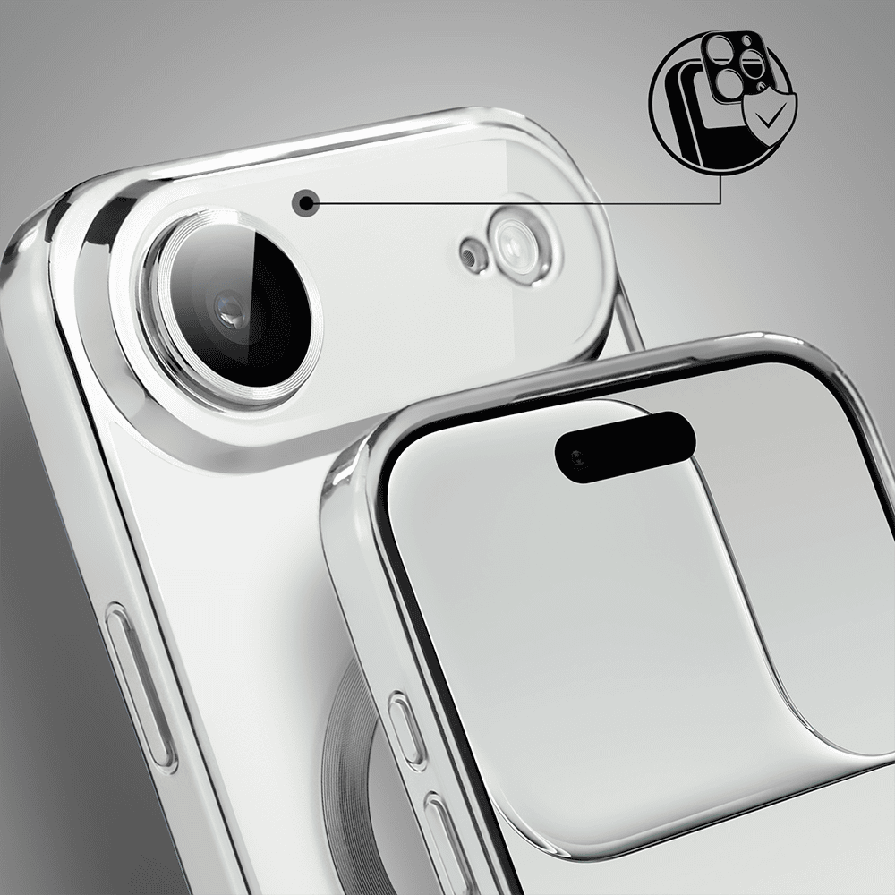 Etui do iPhone Air MagSafe Luxury Protect przeźroczyste, hybrydowa ochrona kamery, srebrne nowe2