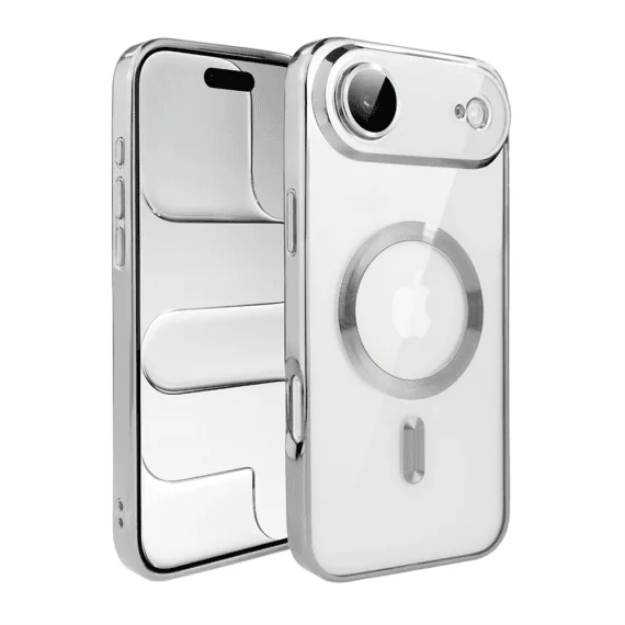 Etui do iPhone Air MagSafe Luxury Protect przeźroczyste, hybrydowa ochrona kamery, srebrne nowe6