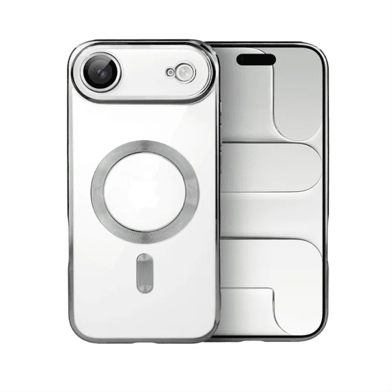 Etui do iPhone Air MagSafe Luxury Protect przeźroczyste, hybrydowa ochrona kamery, srebrne nowe9