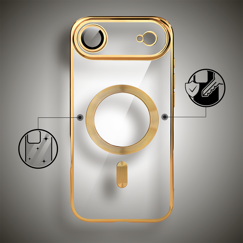 Etui do iPhone Air MagSafe Luxury Protect przeźroczyste, hybrydowa ochrona kamery, złoteObszar kompozycji 2