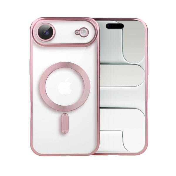 Etui do iPhone Air MagSafe Luxury Protect przeźroczyste, z osłoną aparatu, Titanium Finish, różowe