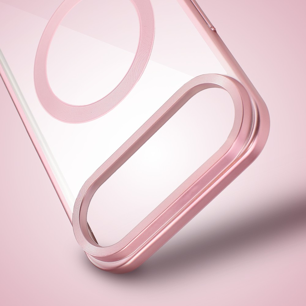 Etui do iPhone Air MagSafe Luxury Titanium Finish, przeźroczyste, różowe (2)