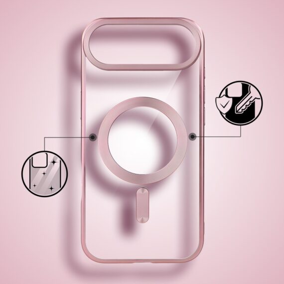 Etui do iPhone Air MagSafe Luxury Titanium Finish, przeźroczyste, różowe (4)