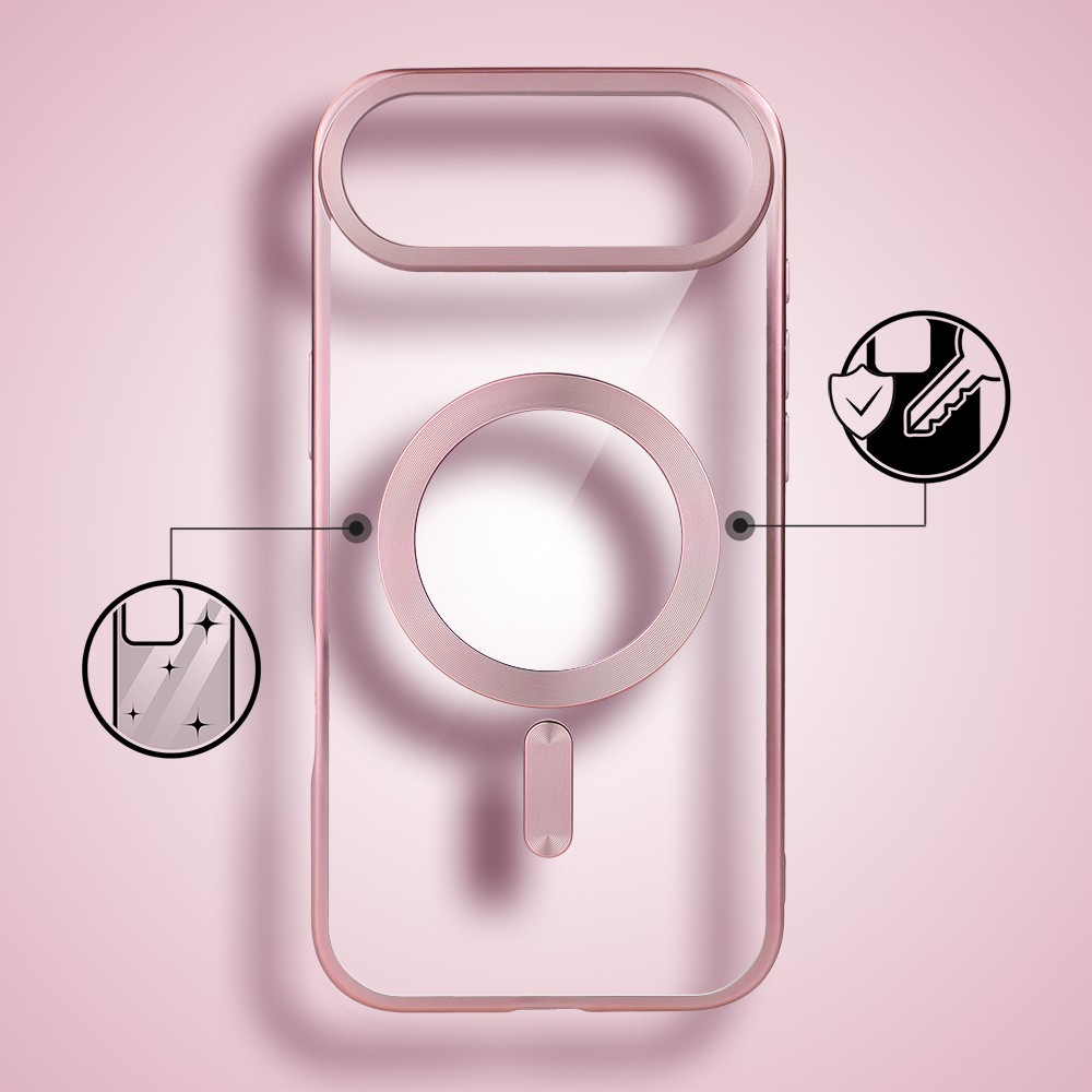 Etui do iPhone Air MagSafe Luxury Titanium Finish, przeźroczyste, różowe (4)