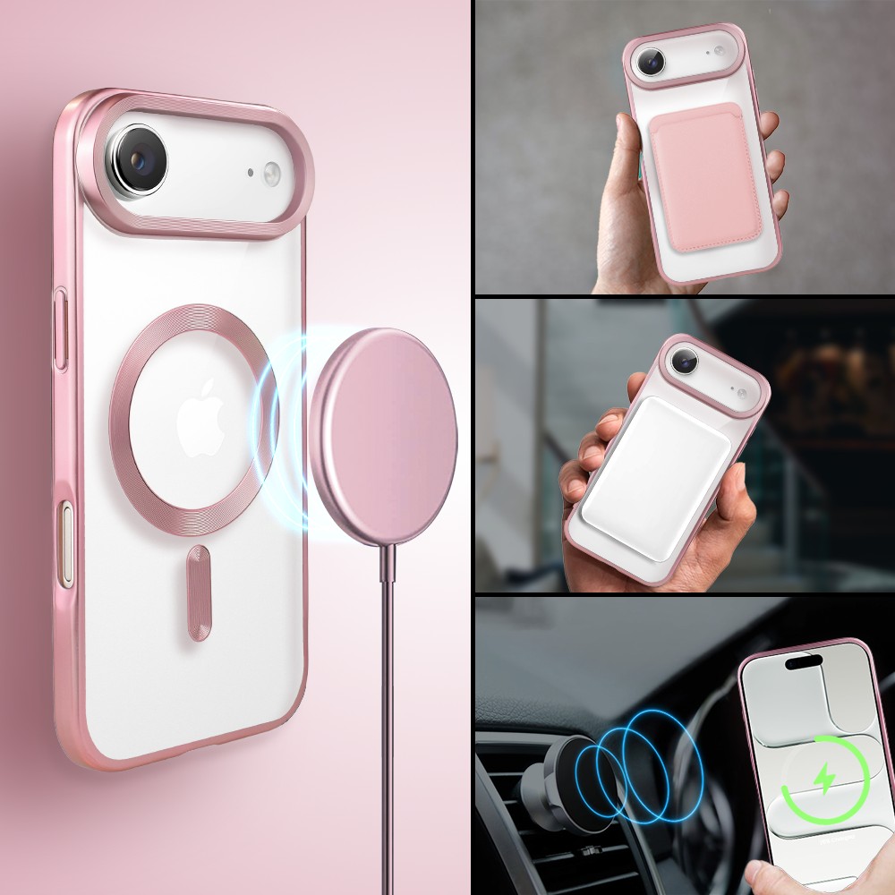 Etui do iPhone Air MagSafe Luxury Titanium Finish, przeźroczyste, różowe (5)