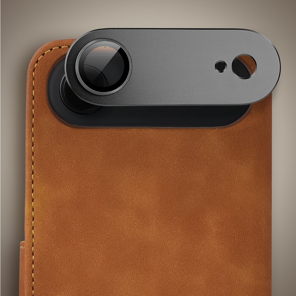 Etui do iPhone Air książkowe Velvet Touch, aksamitne, portfelowe z zamknięciem, brązowe (1)