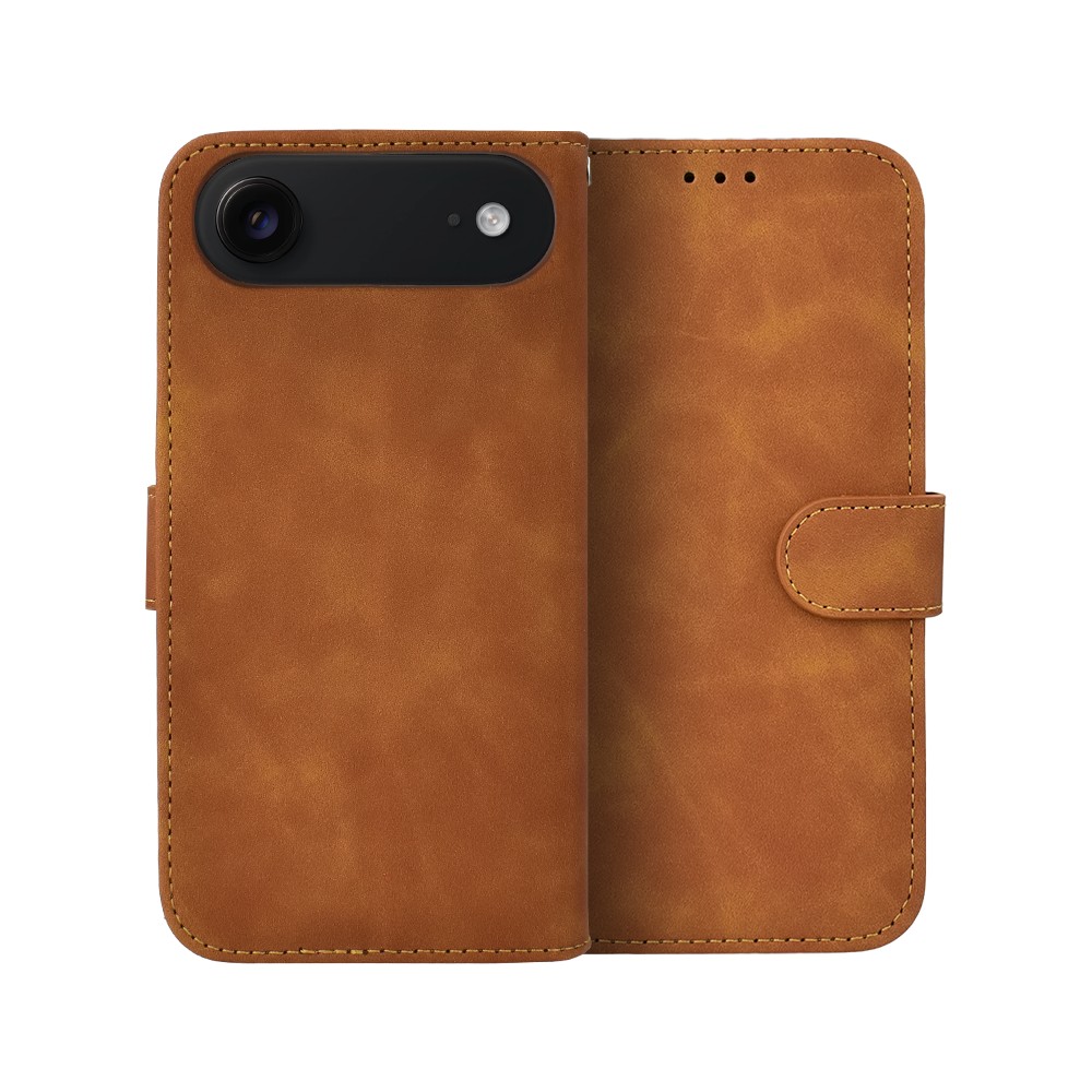 Etui do iPhone Air książkowe Velvet Touch, aksamitne, portfelowe z zamknięciem, brązowe (2)