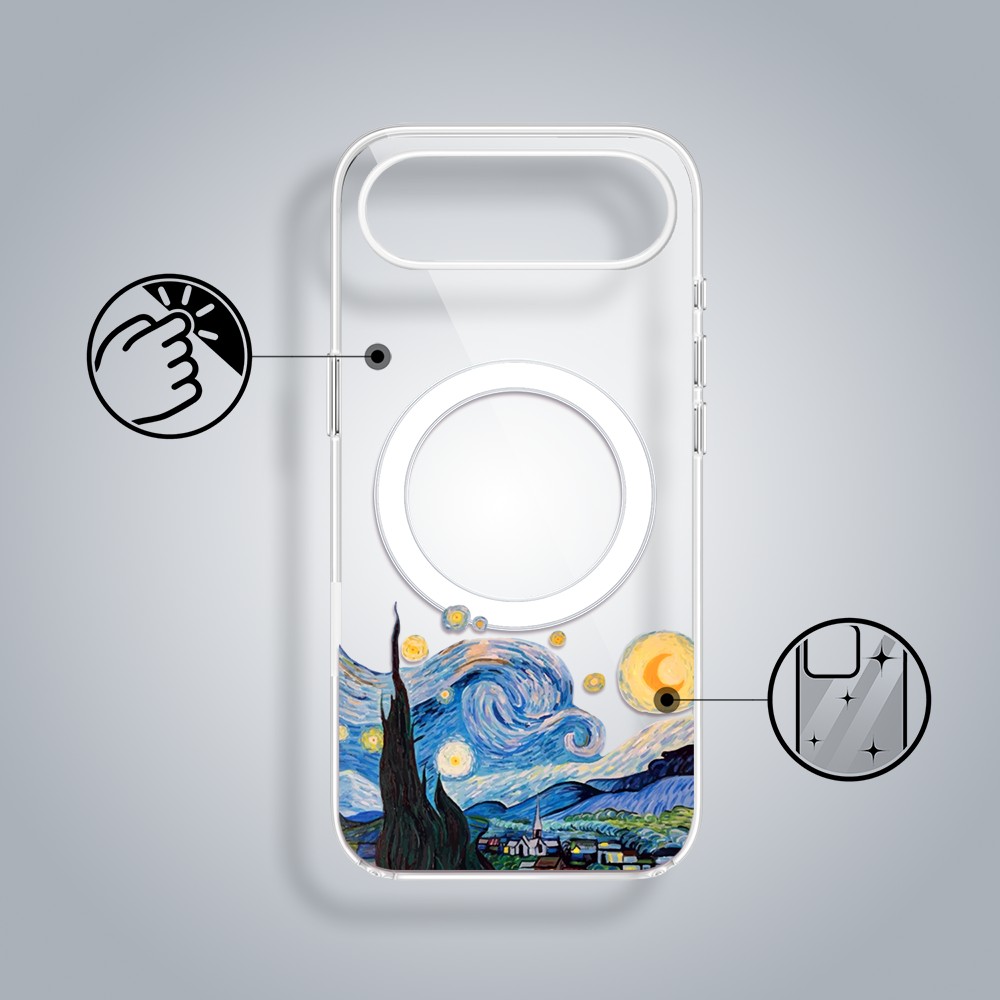 Etui do iPhone Air z MagSafe, obraz Van Gogh, przeźroczyste 17Air-3