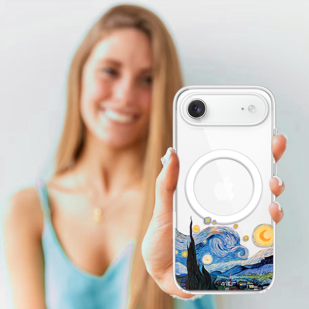 Etui do iPhone Air z MagSafe, obraz Van Gogh, przeźroczyste 17Air