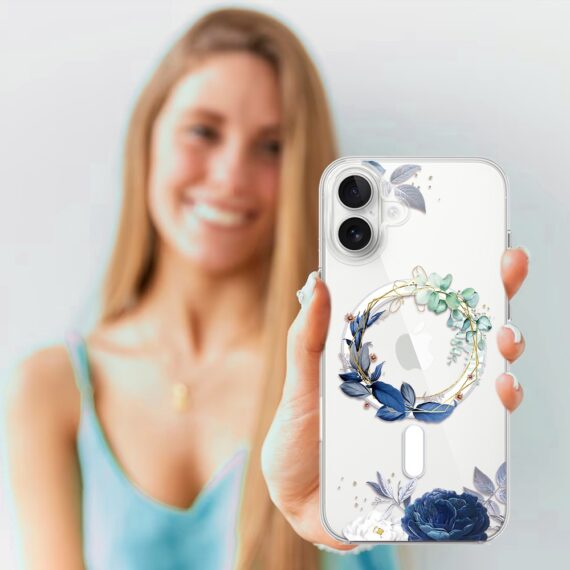 Etui_do_iPhone_17_Flower_MagSafe_niebieskie_kwiaty_przeźroczyste (1)