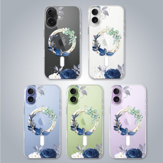 Etui_do_iPhone_17_Flower_MagSafe_niebieskie_kwiaty_przeźroczyste (3)
