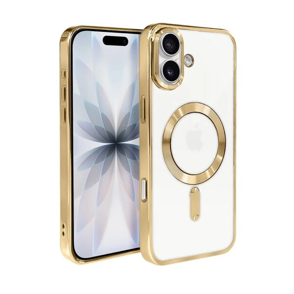 Etui do iPhone 17, MagSafe Luxury, przeźroczyste, złote