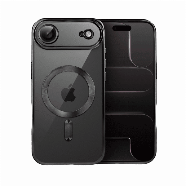 Etui do iPhone Air MagSafe Luxury Protect przeźroczyste, z osłoną aparatu, Titanium Finish, czarne