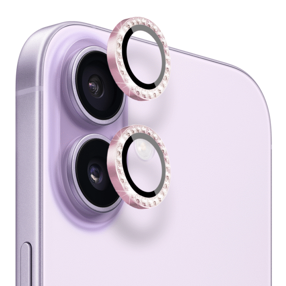 Luksusowa diamentowa osłona obiektywów, matowa, szkło na aparat iPhone 17, różowa diamentowa jasno różowa-1