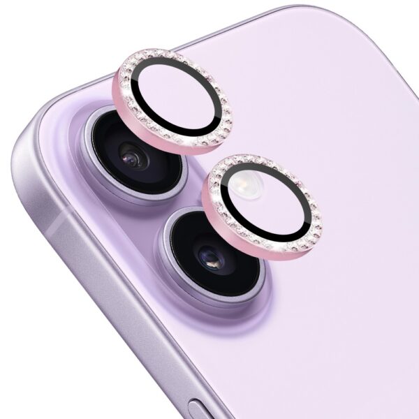Luksusowa diamentowa osłona obiektywów, matowa, szkło na aparat iPhone 17, różowa diamentowa jasno różowa