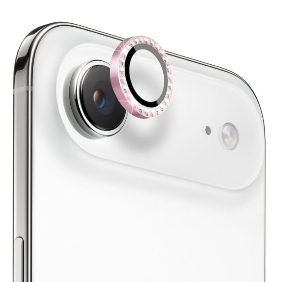 Luksusowa diamentowa osłona obiektywów, matowa, szkło na aparat iPhone Air, różowa (1)