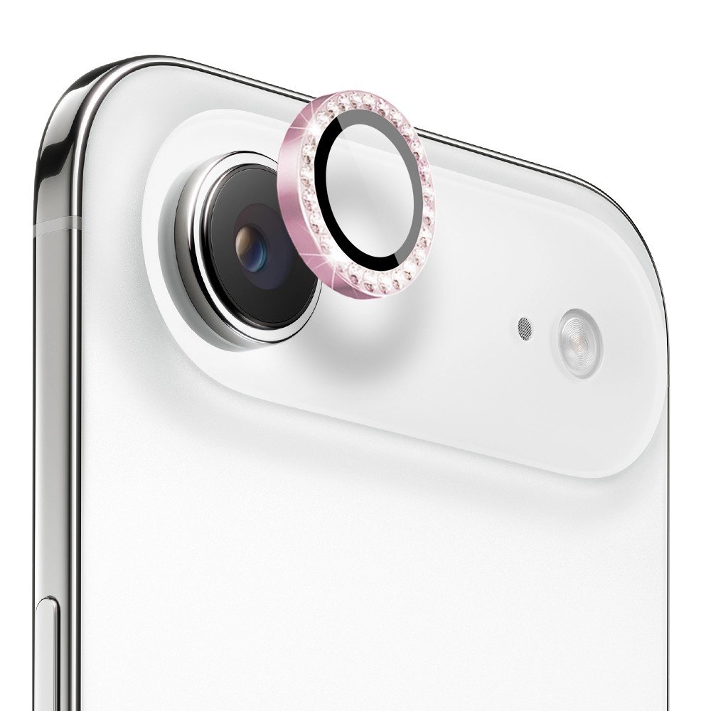 Luksusowa diamentowa osłona obiektywów, matowa, szkło na aparat iPhone Air, różowa (1)