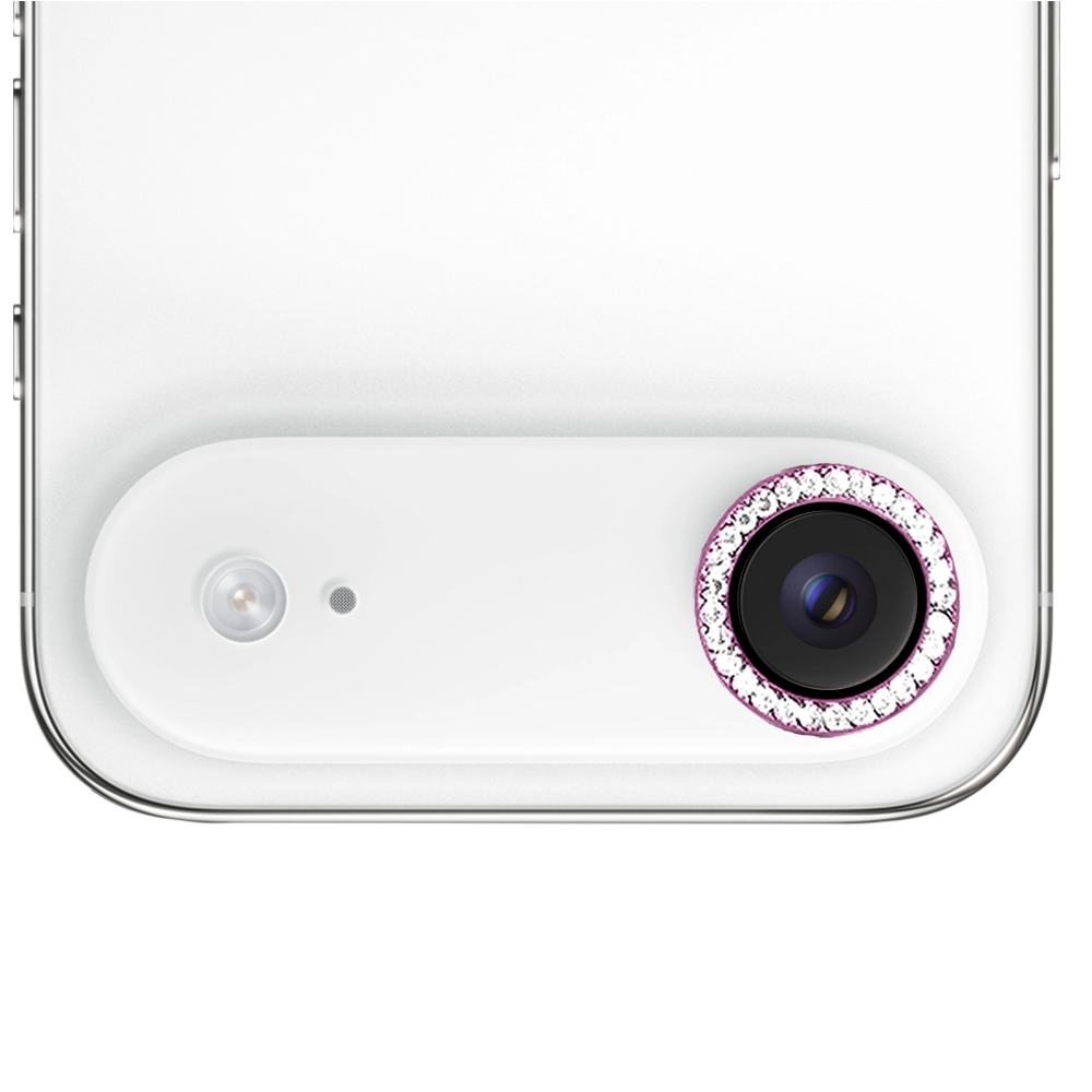 Luksusowa diamentowa osłona obiektywów, matowa, szkło na aparat iPhone Air, różowa (2)