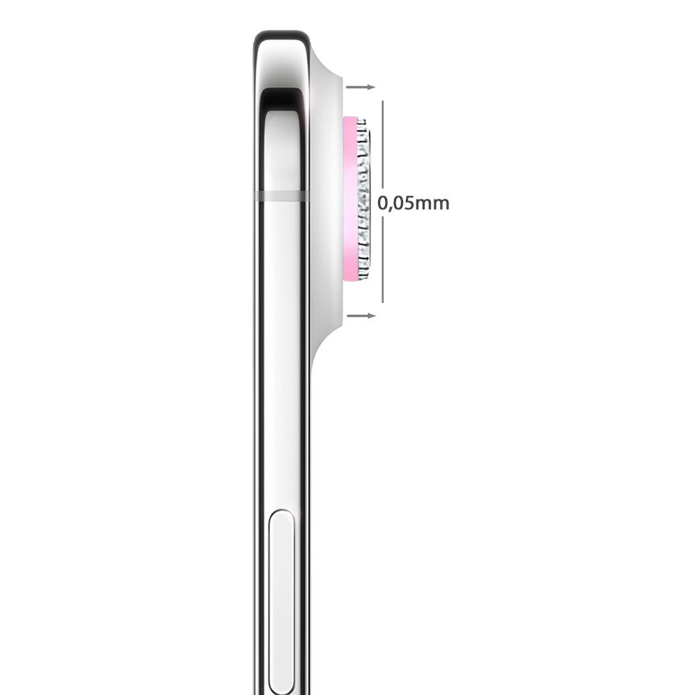 Luksusowa diamentowa osłona obiektywów, matowa, szkło na aparat iPhone Air, różowa (3)