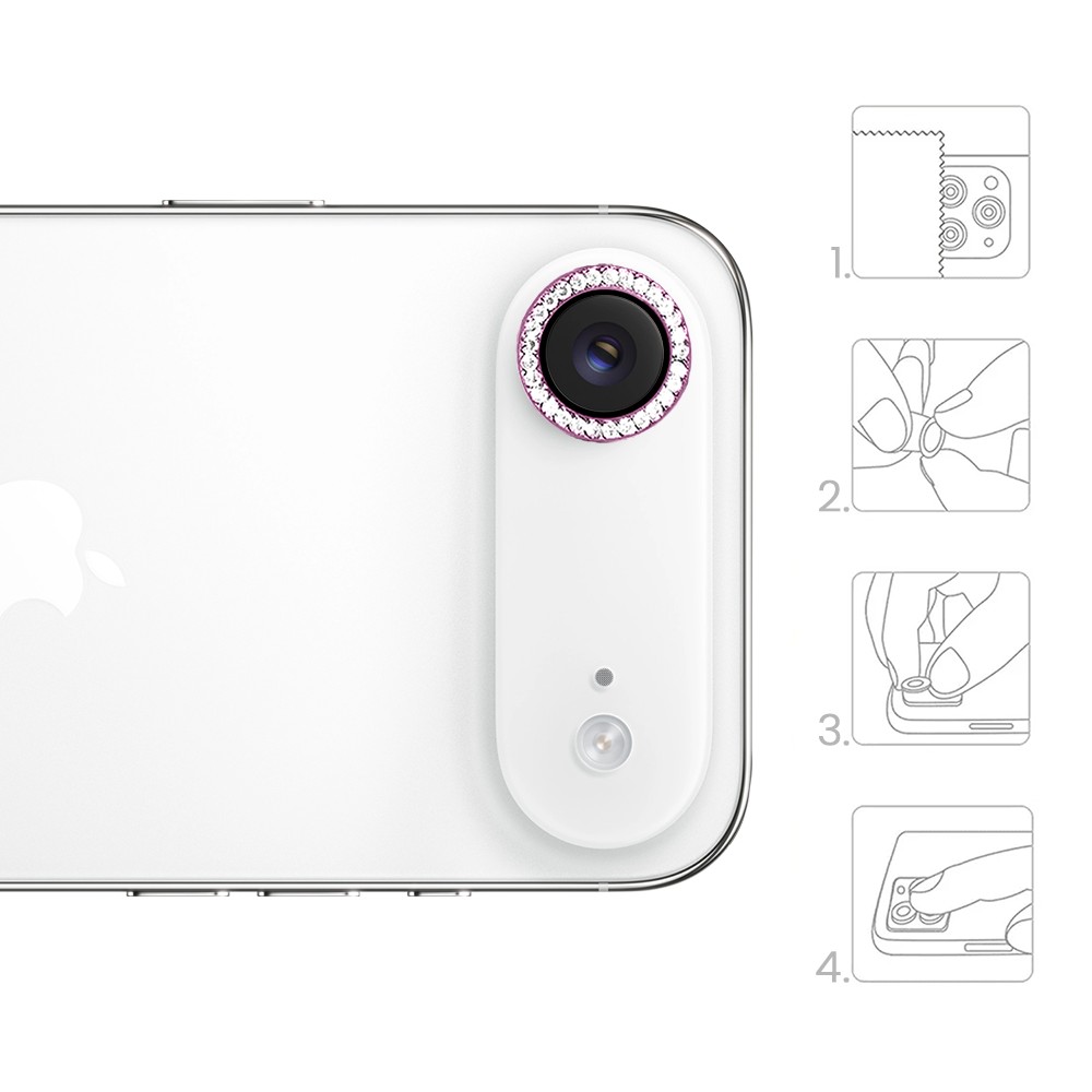 Luksusowa diamentowa osłona obiektywów, matowa, szkło na aparat iPhone Air, różowa (4)