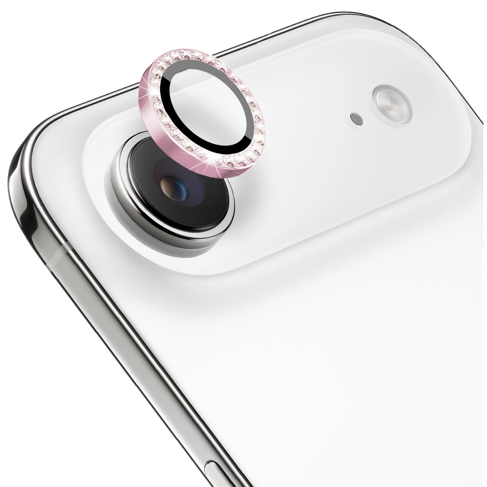 Luksusowa diamentowa osłona obiektywów, matowa, szkło na aparat iPhone Air, różowa