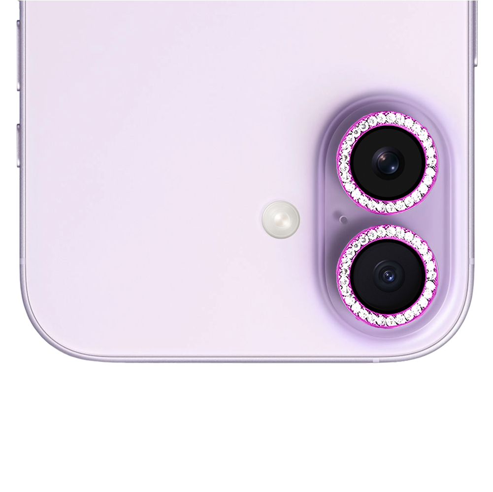 Luksusowa diamentowa osłona obiektywów, szkło na aparat iPhone 17, różowa diamentowa różowa-2