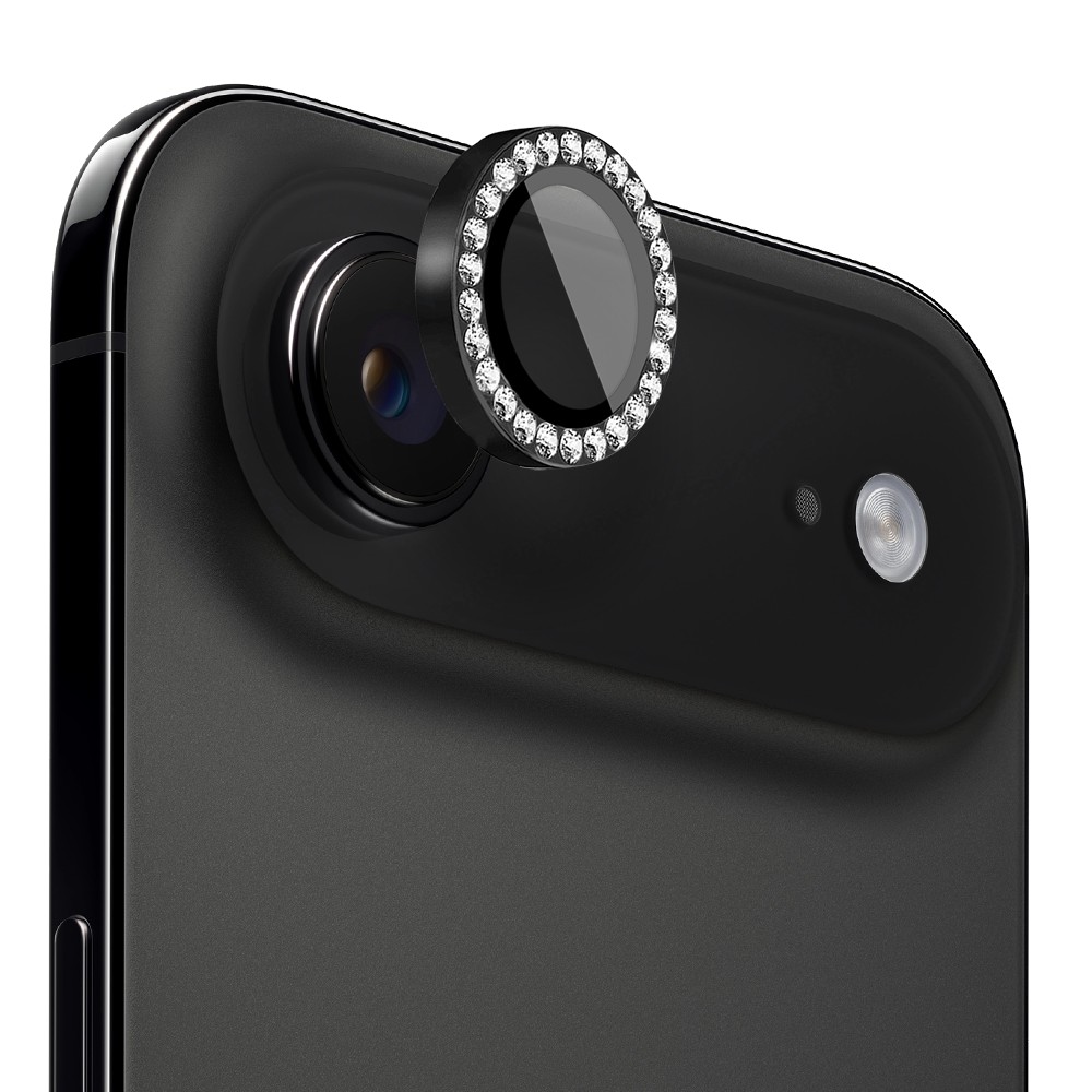 Luksusowa diamentowa osłona obiektywów, szkło na aparat iPhone Air, czarna (1)