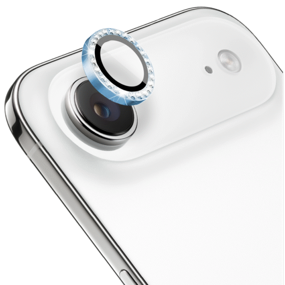 Luksusowa diamentowa osłona obiektywów, szkło na aparat iPhone Air, niebieska (1)
