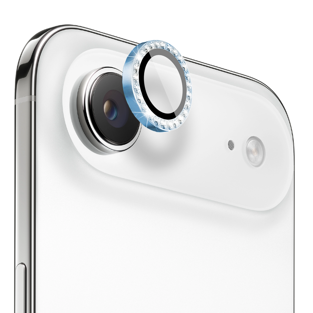 Luksusowa diamentowa osłona obiektywów, szkło na aparat iPhone Air, niebieska (2)