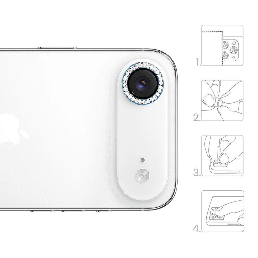 Luksusowa diamentowa osłona obiektywów, szkło na aparat iPhone Air, niebieska (5)