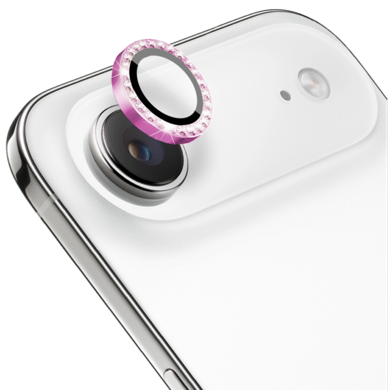 Luksusowa diamentowa osłona obiektywów, szkło na aparat iPhone Air, różowa (1)