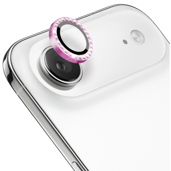Luksusowa diamentowa osłona obiektywów, szkło na aparat iPhone Air, różowa