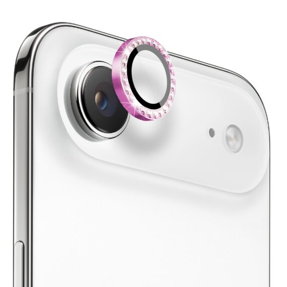 Luksusowa diamentowa osłona obiektywów, szkło na aparat iPhone Air, różowa (2)