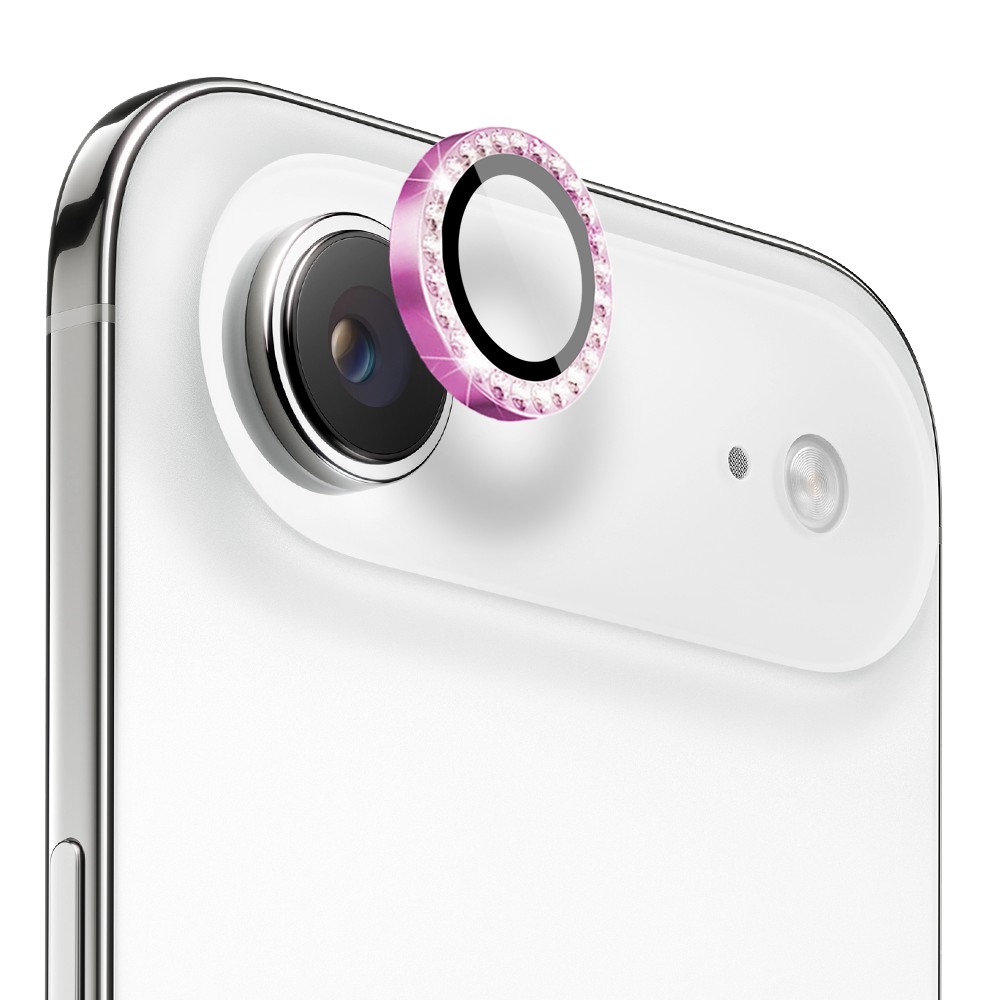 Luksusowa diamentowa osłona obiektywów, szkło na aparat iPhone Air, różowa (2)
