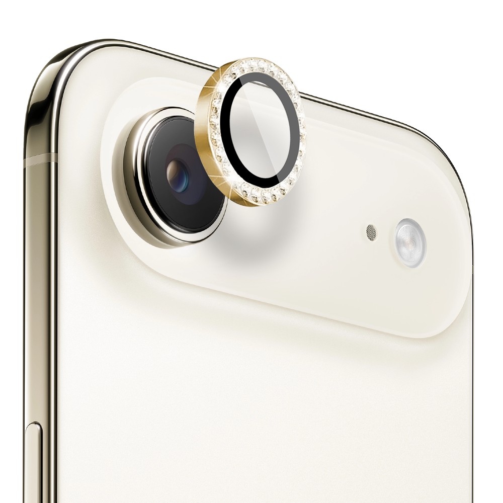 Luksusowa diamentowa osłona obiektywów, szkło na aparat iPhone Air, złota (1)