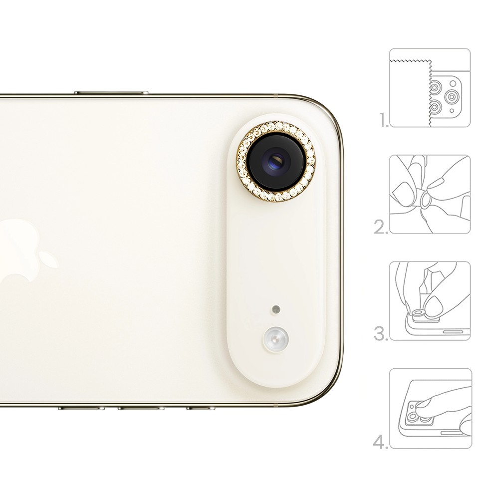 Luksusowa diamentowa osłona obiektywów, szkło na aparat iPhone Air, złota (4)