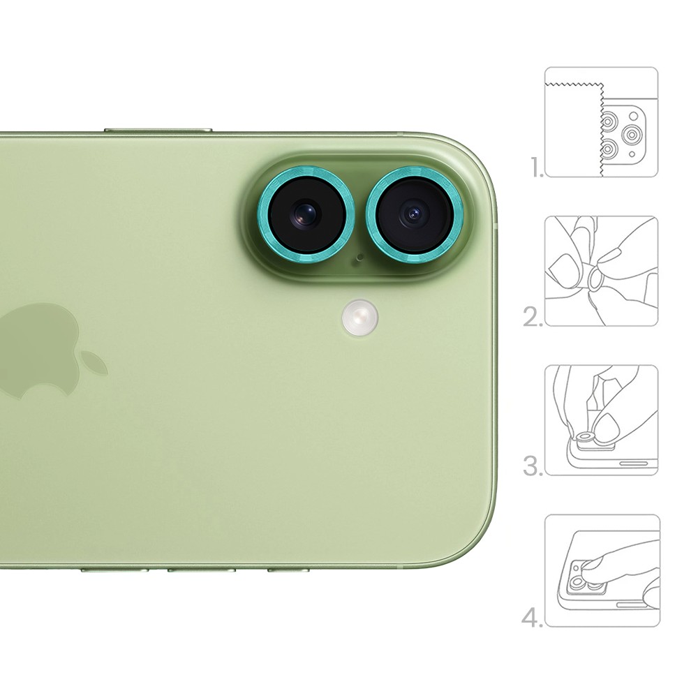 Metalowa osłona obiektywów szkło na aparat iPhone 17, berylowa zieleń berylowa zieleń-4