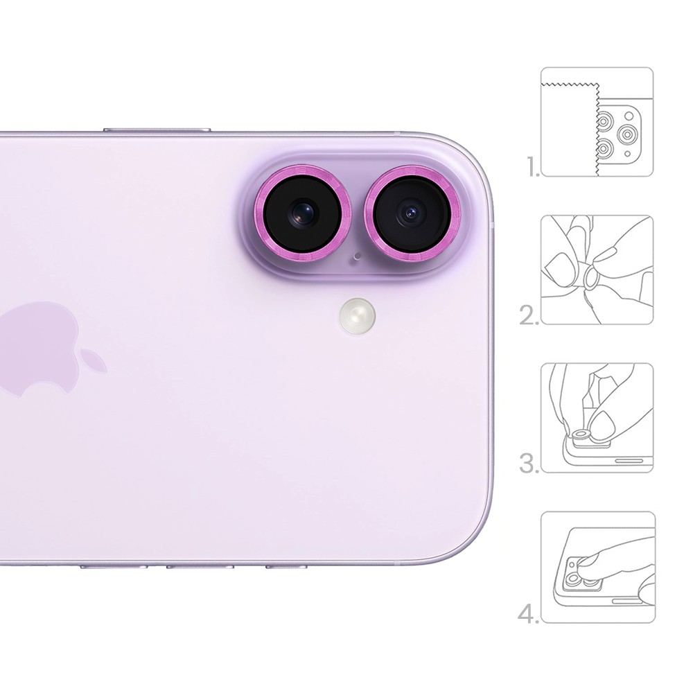 Metalowa osłona obiektywów szkło na aparat iPhone 17, różowa różowa-4