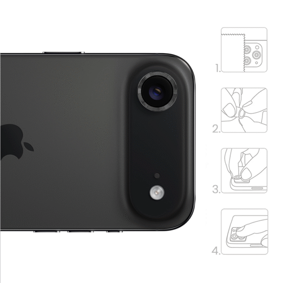 Metalowa osłona obiektywów szkło na aparat iPhone Air, czarna (4)