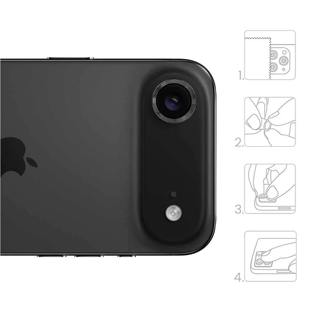 Metalowa osłona obiektywów szkło na aparat iPhone Air, czarna (4)
