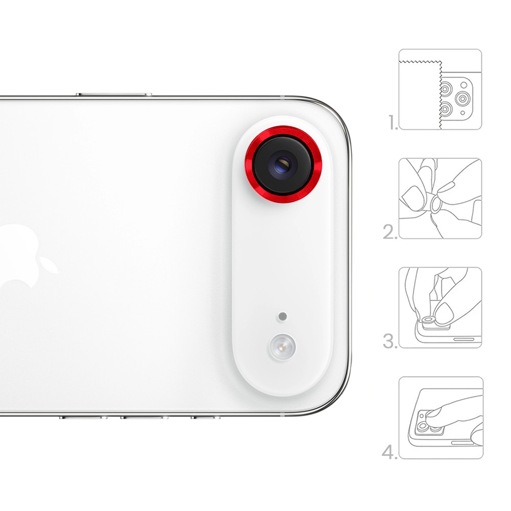 Metalowa osłona obiektywów szkło na aparat iPhone Air, czerwona (4)