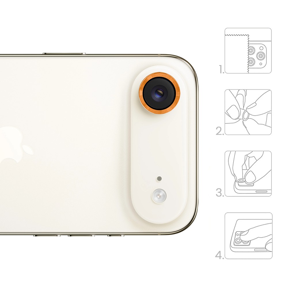 Metalowa osłona obiektywów szkło na aparat iPhone Air, pomarańczowa (4)