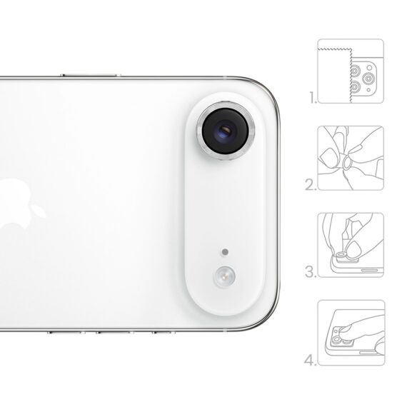 Metalowa osłona obiektywów szkło na aparat iPhone Air, srebrna (4)