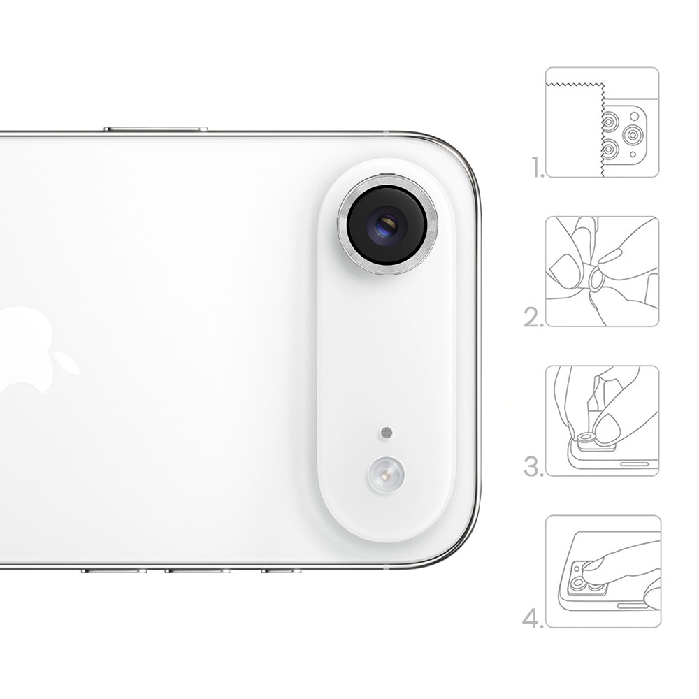 Metalowa osłona obiektywów szkło na aparat iPhone Air, srebrna (4)